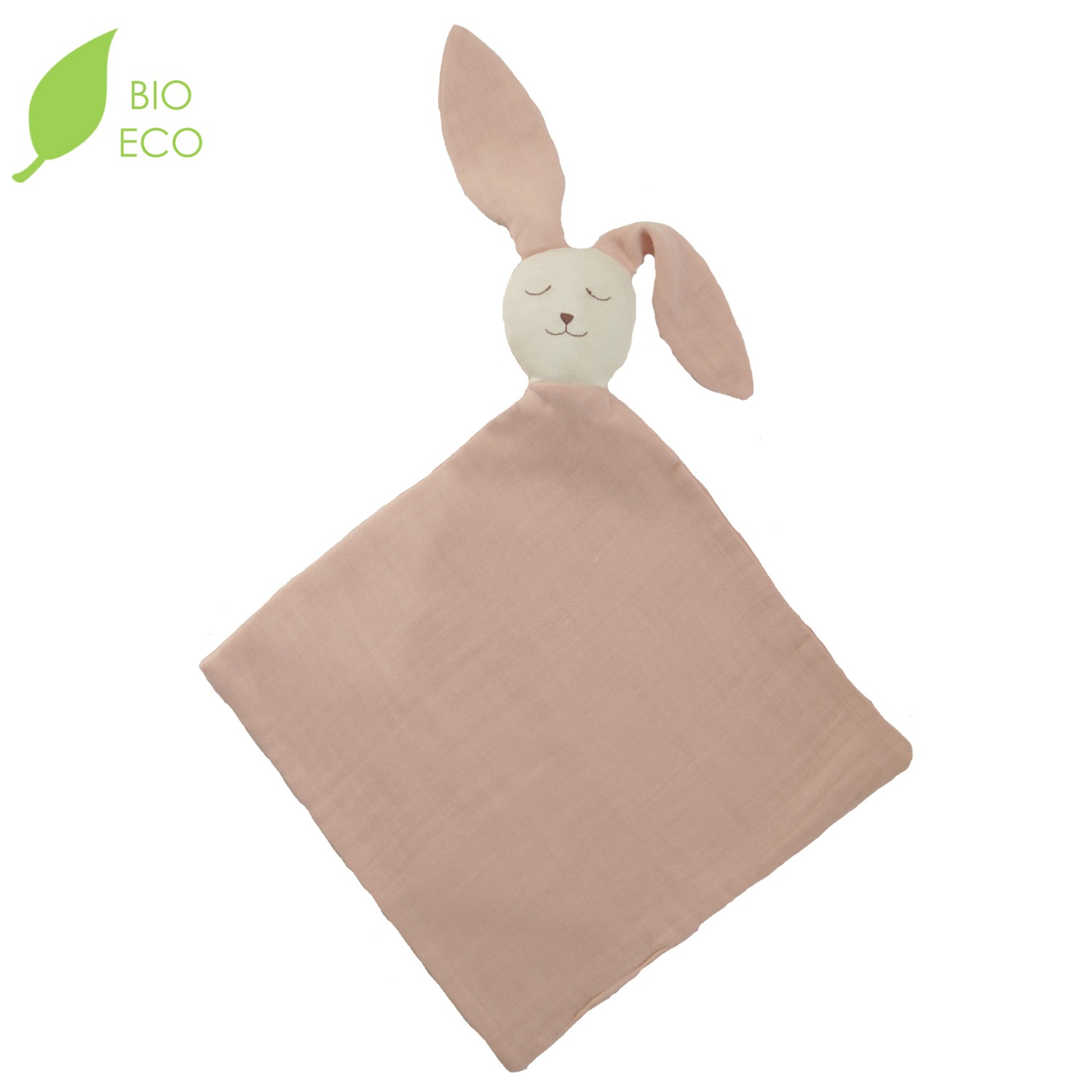 – Couverture en coton pour bébé culture biologique contrôlée Cadeau de naissance Couverture pour bébé en coton avec doudou lapin rose en 100 % coton bio GOTS KBA