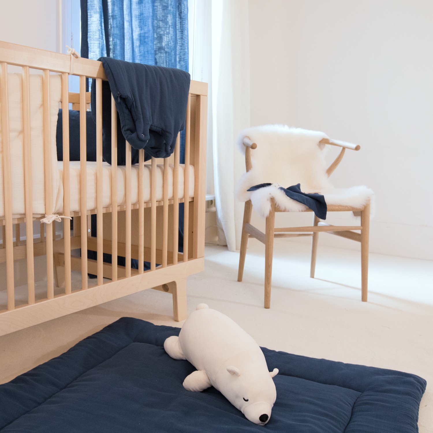 Tapis d'éveil bébé garçon en gaze de coton biologique - Made in France