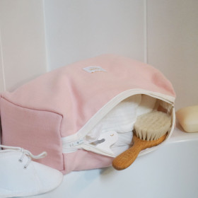 Trousse de toilette bébé matelassée Empress rose - Fabrication française